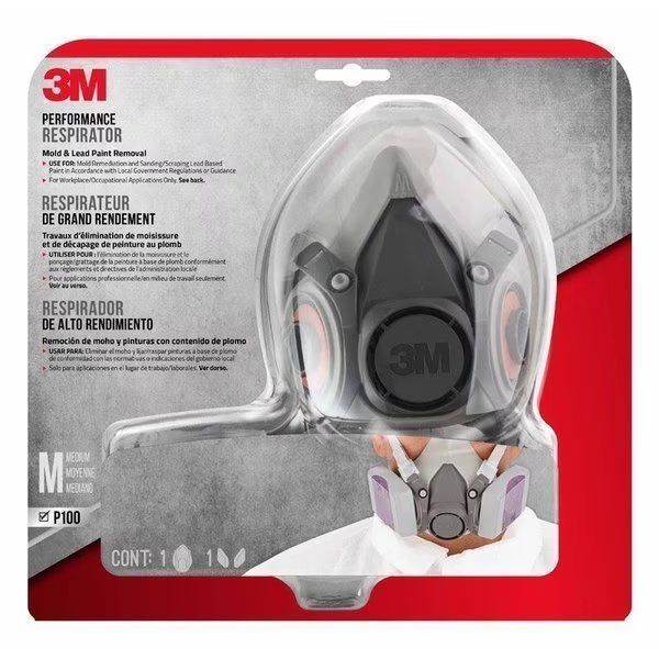 3M P100 Lead Paint Removal Respirator Valved Gray M 1 pk, Scotch, Mfr#: 62093H1-DC